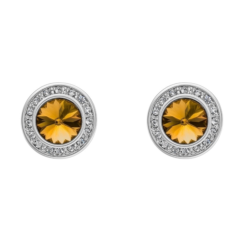 Topaz Halo Stud Earrings with Swarovski Crystals